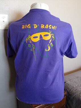 Collectible Vintage Souvenir "Big D Bash" Mardi Gras Themed Dance Event T-shirt